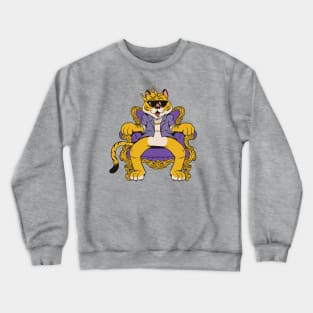 Purple and Gold Tiger King Cartoon Crewneck Sweatshirt